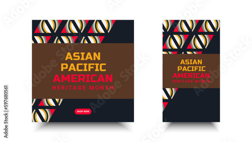 Asian American and Pacific Islander Heritage Month. Vector social media for ads, banner, card, poster, background.