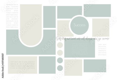 Vector photo collage template moodboard pictures grids vector illustration