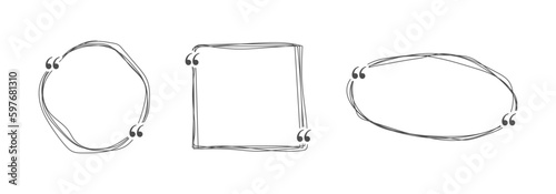 set of hand drawn frames for quote, text and links. Frame for text and quotes. Linear simple banners for blog and chat