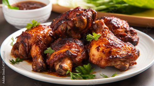  A mouthwatering image of perfectly cooked chicken BBQ.