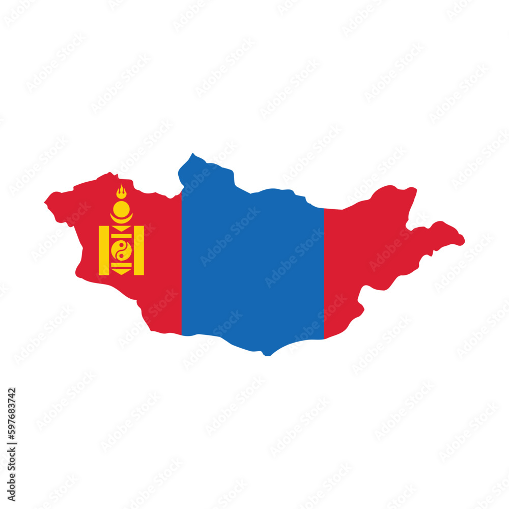 Obraz premium Mongolia map with flag on white background. Vector illustration.