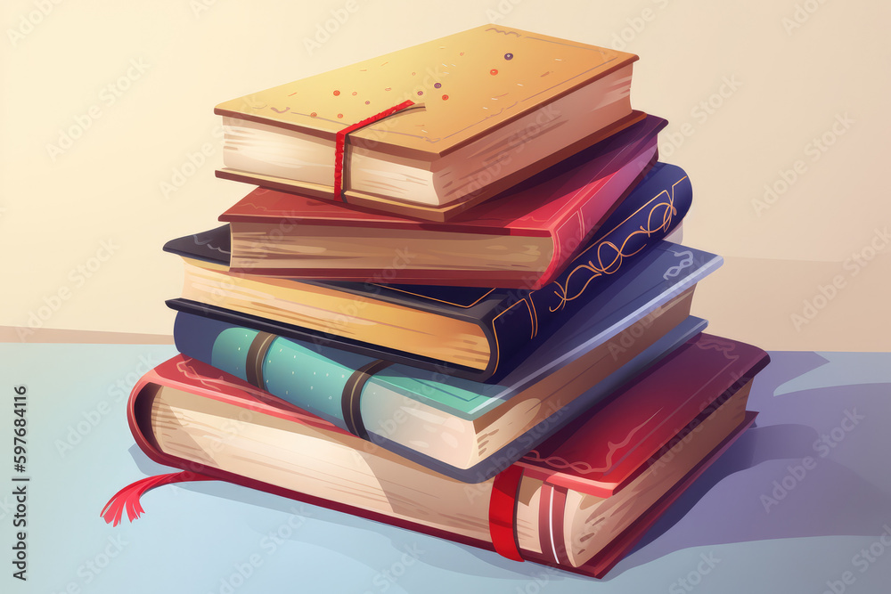 A pile of antique books with hardcovers on a light background. A pile of antique books with hardcovers on a light background.