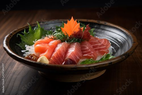 Sashimi Japanesse food. AI Generated.