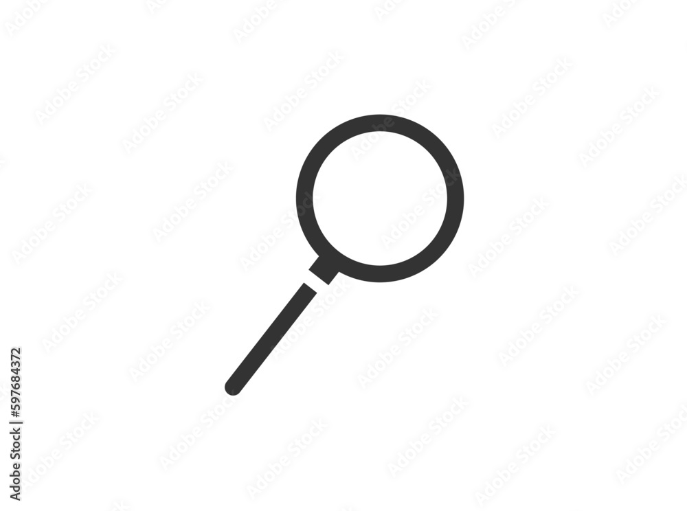Magnifying glass or search icon, flat vector graphic on isolated background. Magnifying glass or search icon, flat vector graphic on isolated background.