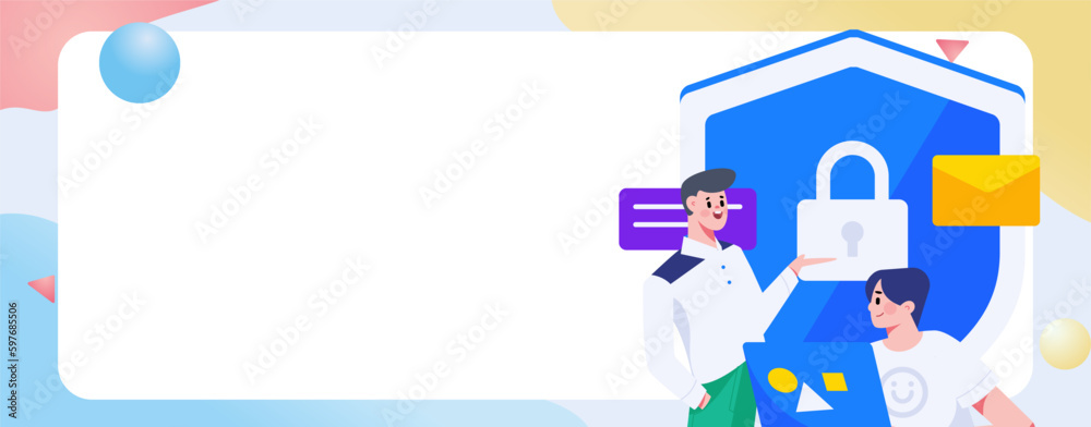 Business Network Security Character Flat Vector Concept Operation Hand Drawn Illustration
