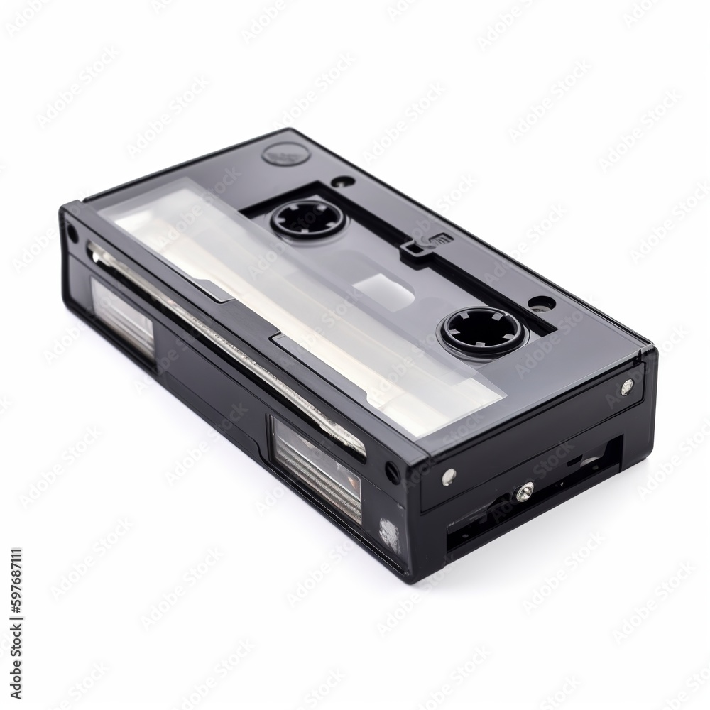 VHS video tape cassette isolated on a white background. Generative AI. VHS video tape cassette isolated on a white background. Generative AI.