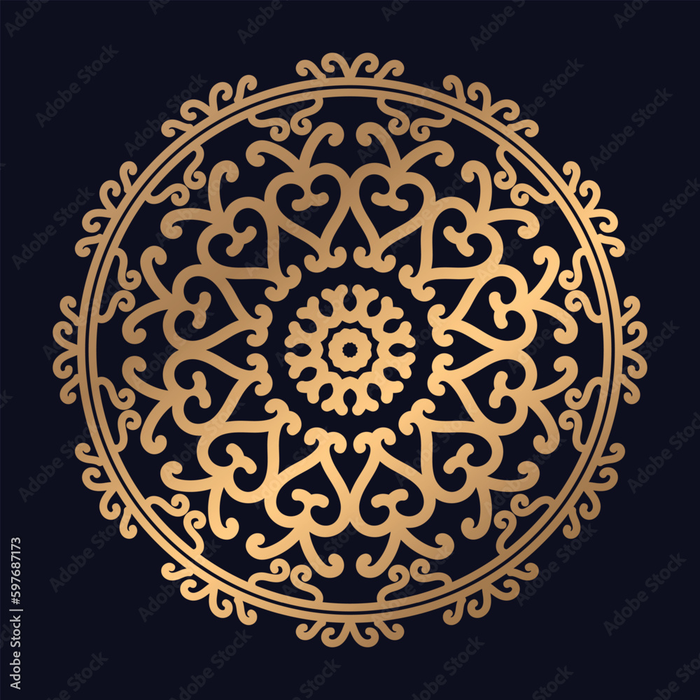 Arabic gold color beautiful Islamic pattern mandala design illustrations background vector template