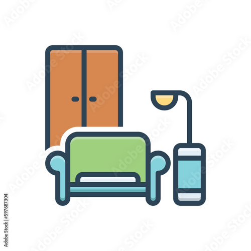 Color illustration icon for furnishings 