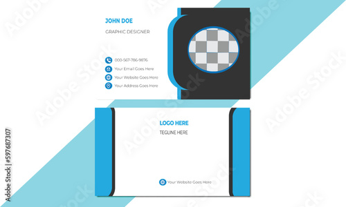Double-sided creative and modern business card template. Portrait and landscape orientation. Personal visiting card with company logo.