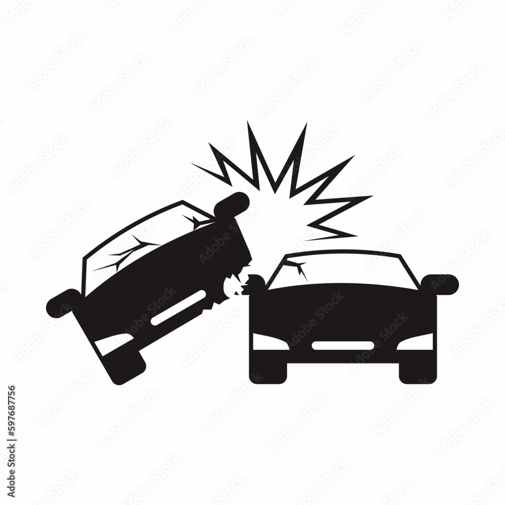 Hit back car crash vector. Accident between two cars. Road safety