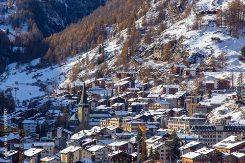 zermatt village in snow switzerland