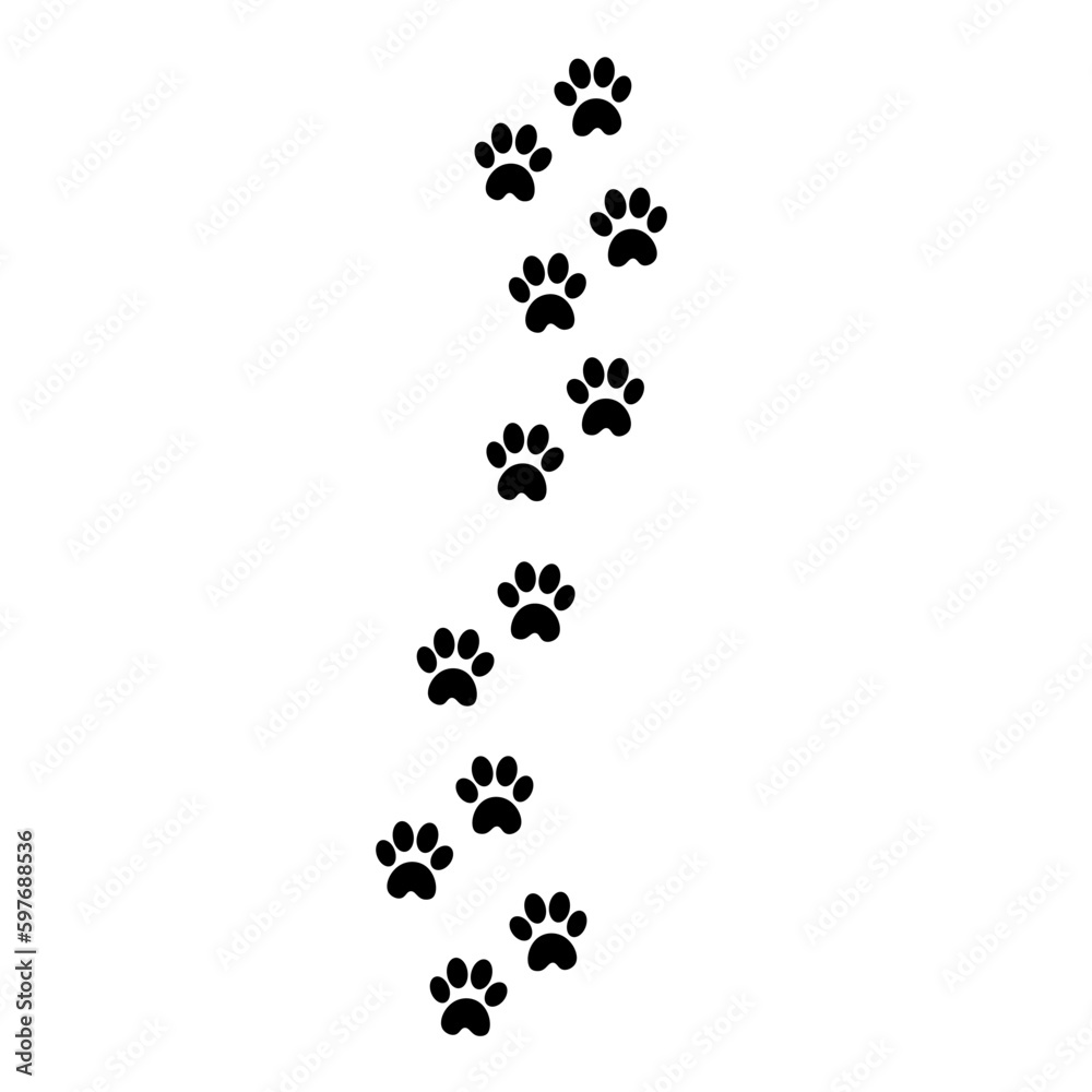 Cat footprints. Vector Illustration for printing, backgrounds, covers and packaging. Image can be used for greeting cards, posters, stickers and textile. Isolated on white background. Cat footprints. Vector Illustration for printing, backgrounds, covers and packaging. Image can be used for greeting cards, posters, stickers and textile. Isolated on white background.