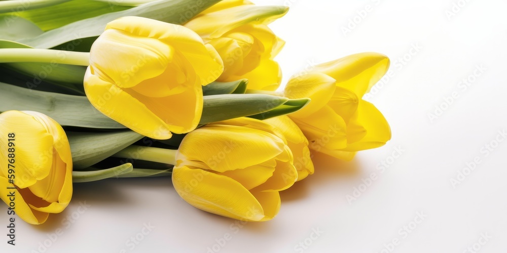 Yellow blooms isolate on white background, generative ai Yellow blooms isolate on white background, generative ai