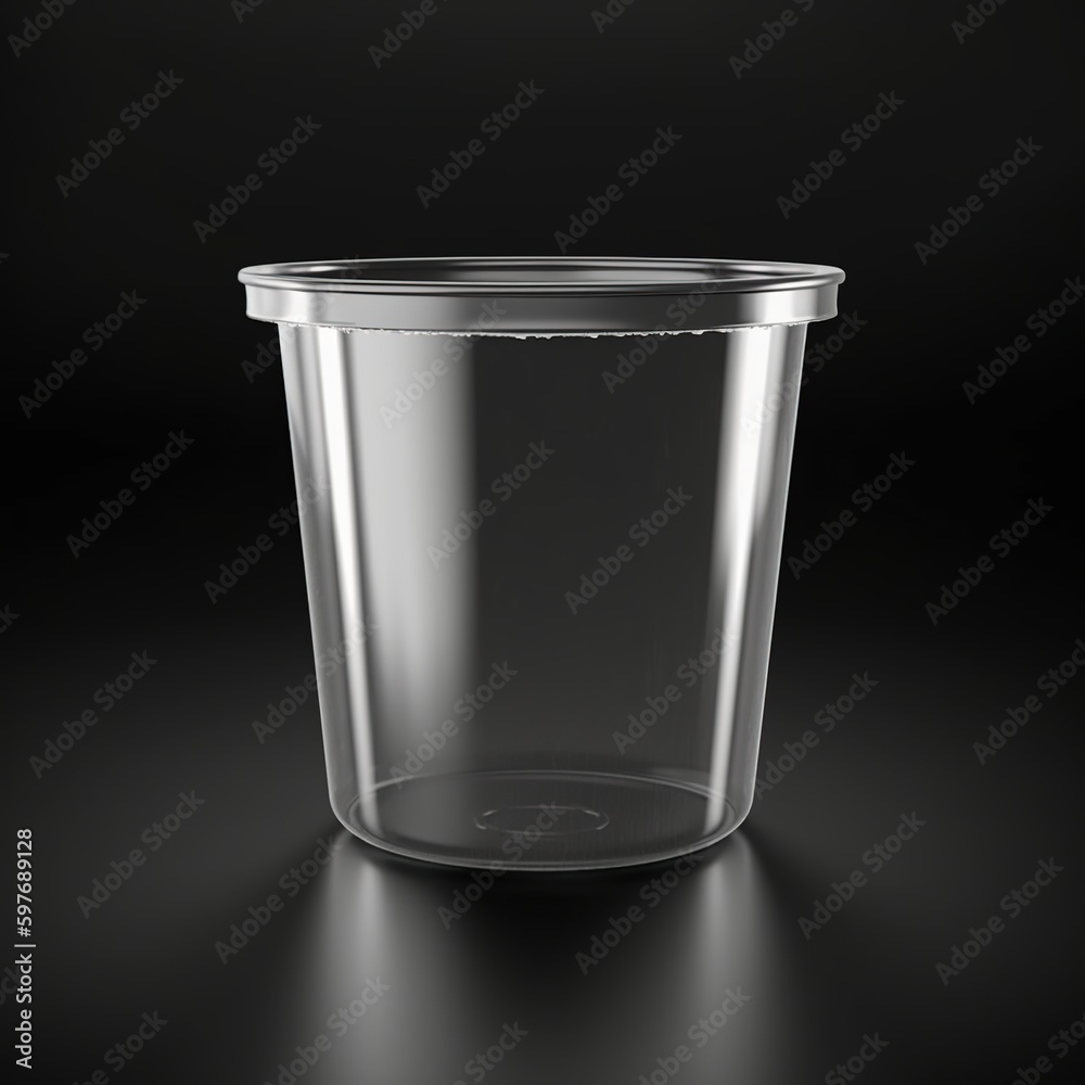 Isolated plastic dairy food cup with a foil. Generative AI. Isolated plastic dairy food cup with a foil. Generative AI.