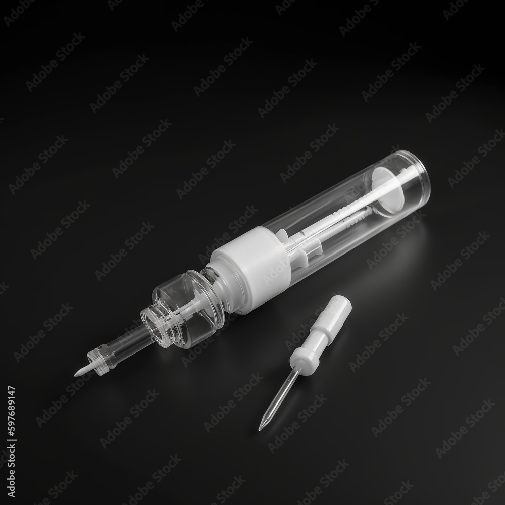 isolated syringe with pre-fills. Generative AI. isolated syringe with pre-fills. Generative AI.