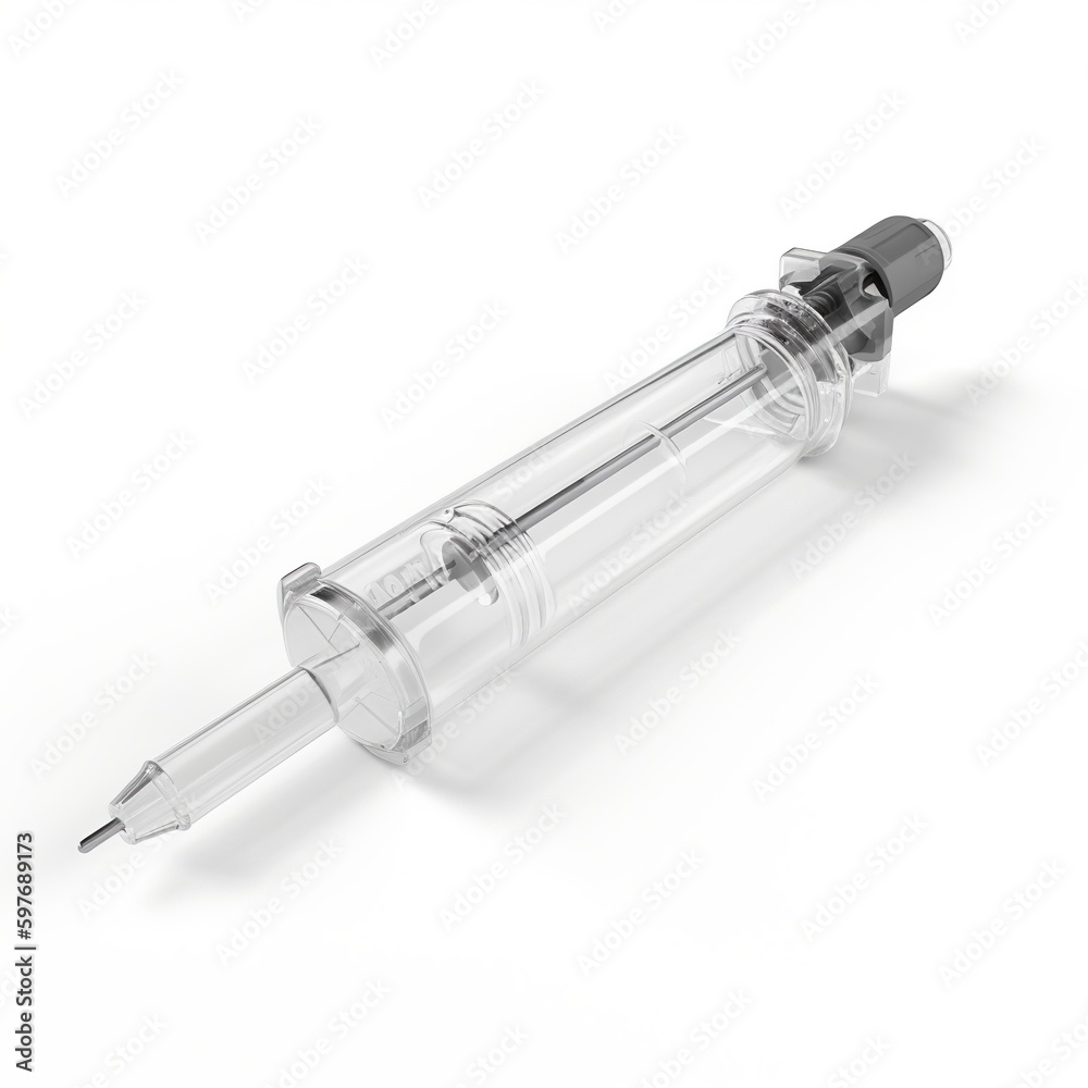 Isolated pre-filled syringe. Generative AI. Isolated pre-filled syringe. Generative AI.