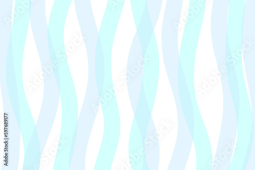 涼し気な波模様　パステルカラー　青系　水色　白背景　イラスト　夏　海水浴　海開き　ストライプ　プール
