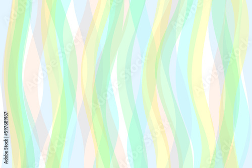 涼し気な波模様 パステルカラー 青系 水色 カラフル イラスト 夏 海水浴 海開き ストライプ