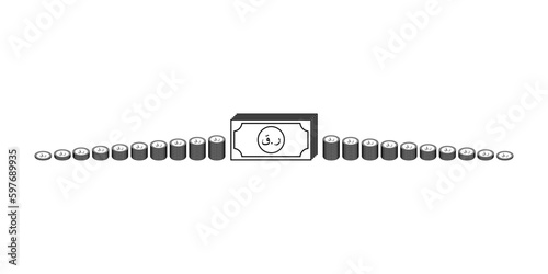 Qatar Currency Icon Symbol, Qatari Riyal (Arabic Version), QAR Sign. Vector Illustration