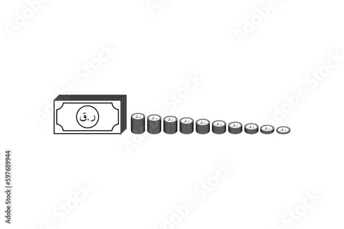 Qatar Currency Icon Symbol, Qatari Riyal (Arabic Version), QAR Sign. Vector Illustration