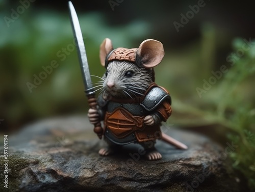 A hamster wearing a knight's helmet and armor © Suplim
