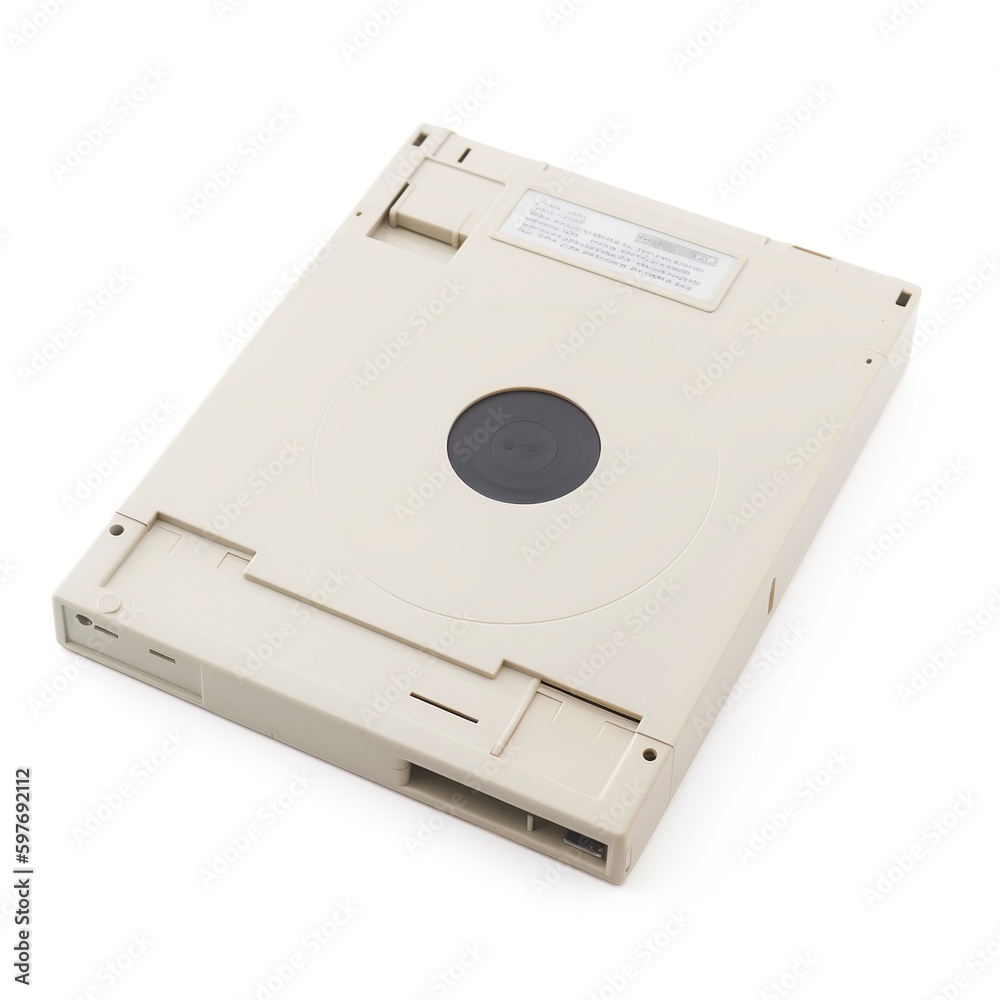 A white background with a 3.5-inch floppy disk or diskett, Generative AI. A white background with a 3.5-inch floppy disk or diskett, Generative AI.