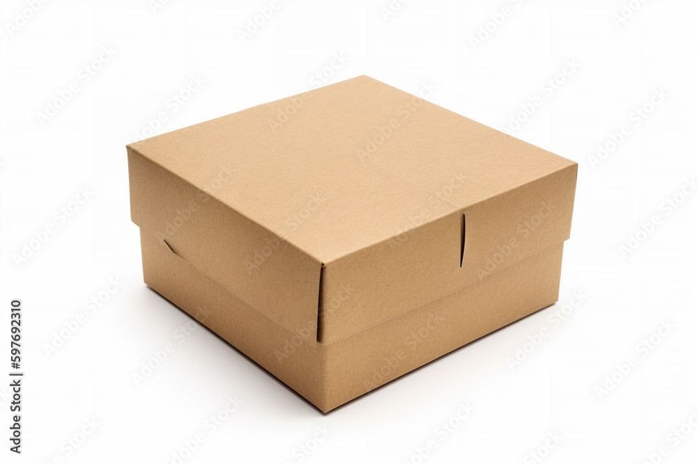 A single brown package on white background, Generative AI A single brown package on white background, Generative AI