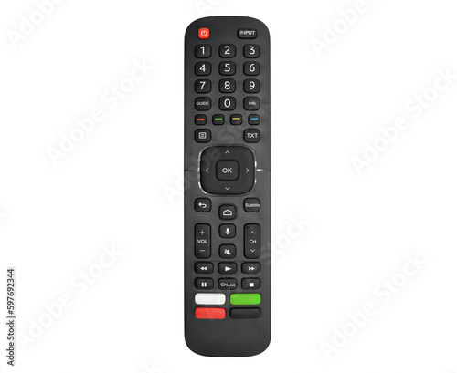 TV remote control isolated on a white background. Remote Control. Multimedia program. TV remote control keypad