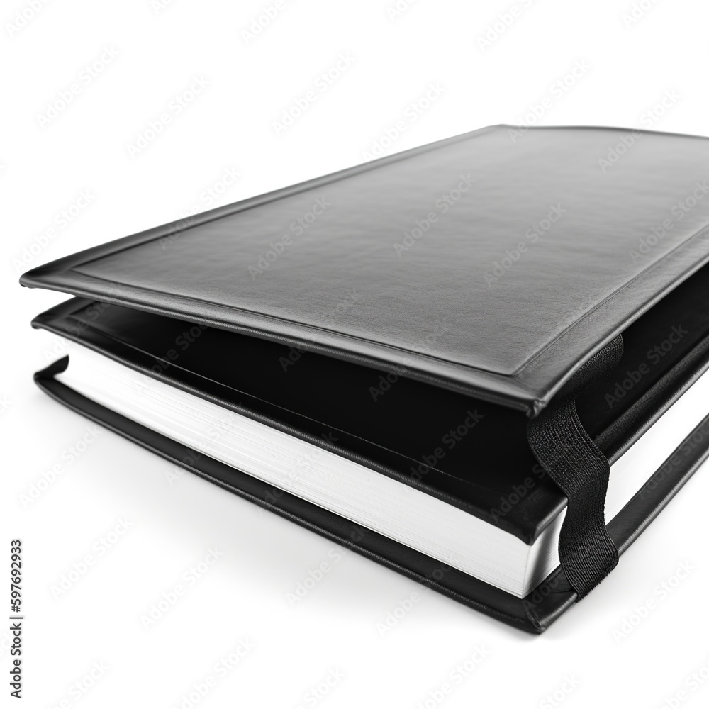 Black book with a white background isolated, Generative AI. Black book with a white background isolated, Generative AI.