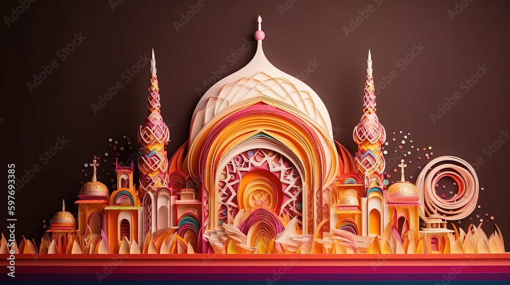 Obraz premium Eid al-adha islamic festival illustration. Generative AI.