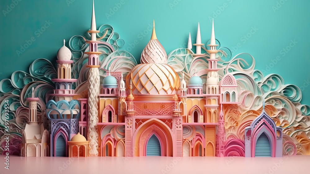 Obraz premium Eid al-adha islamic festival illustration. Generative AI.