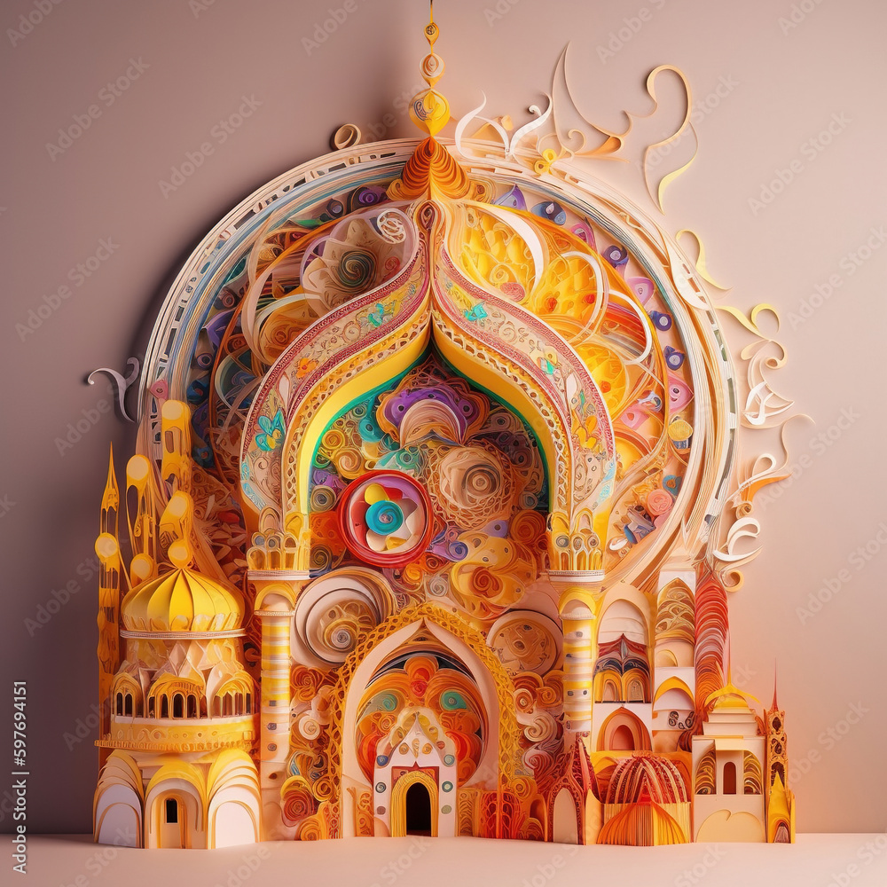 Fototapeta premium Eid al-adha islamic festival illustration. Generative AI.