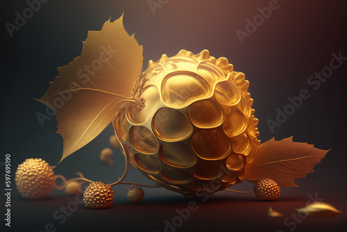 Złota malina - ekskluzywny owoc, złoty zbiór - Golden raspberry - exclusive fruit, golden harvest - Generative