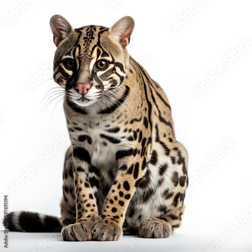 Ocelot Full Body on White Background - Made with Generative AI
