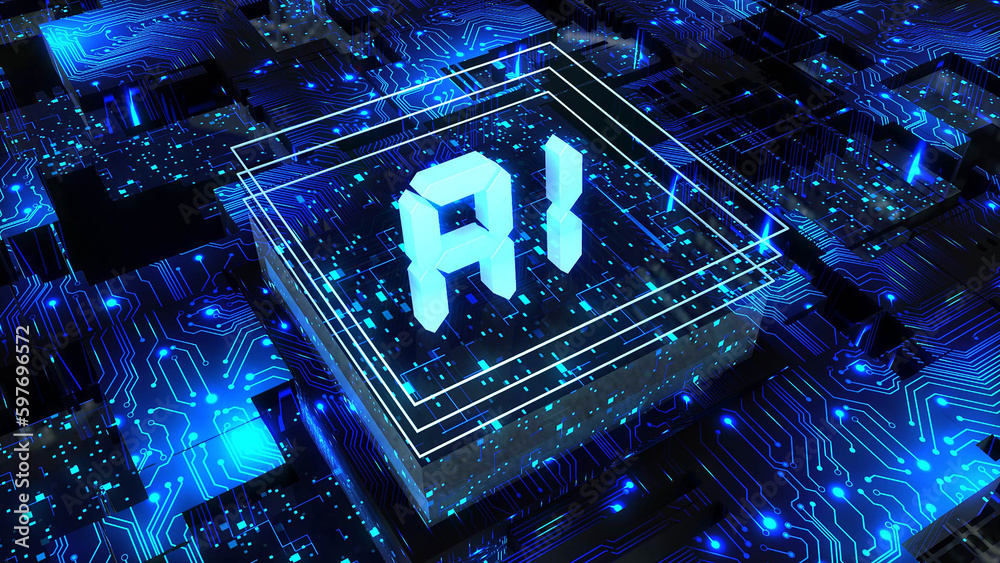 Artificial Intelligence Ai Abstract Processor On Printed Circuit