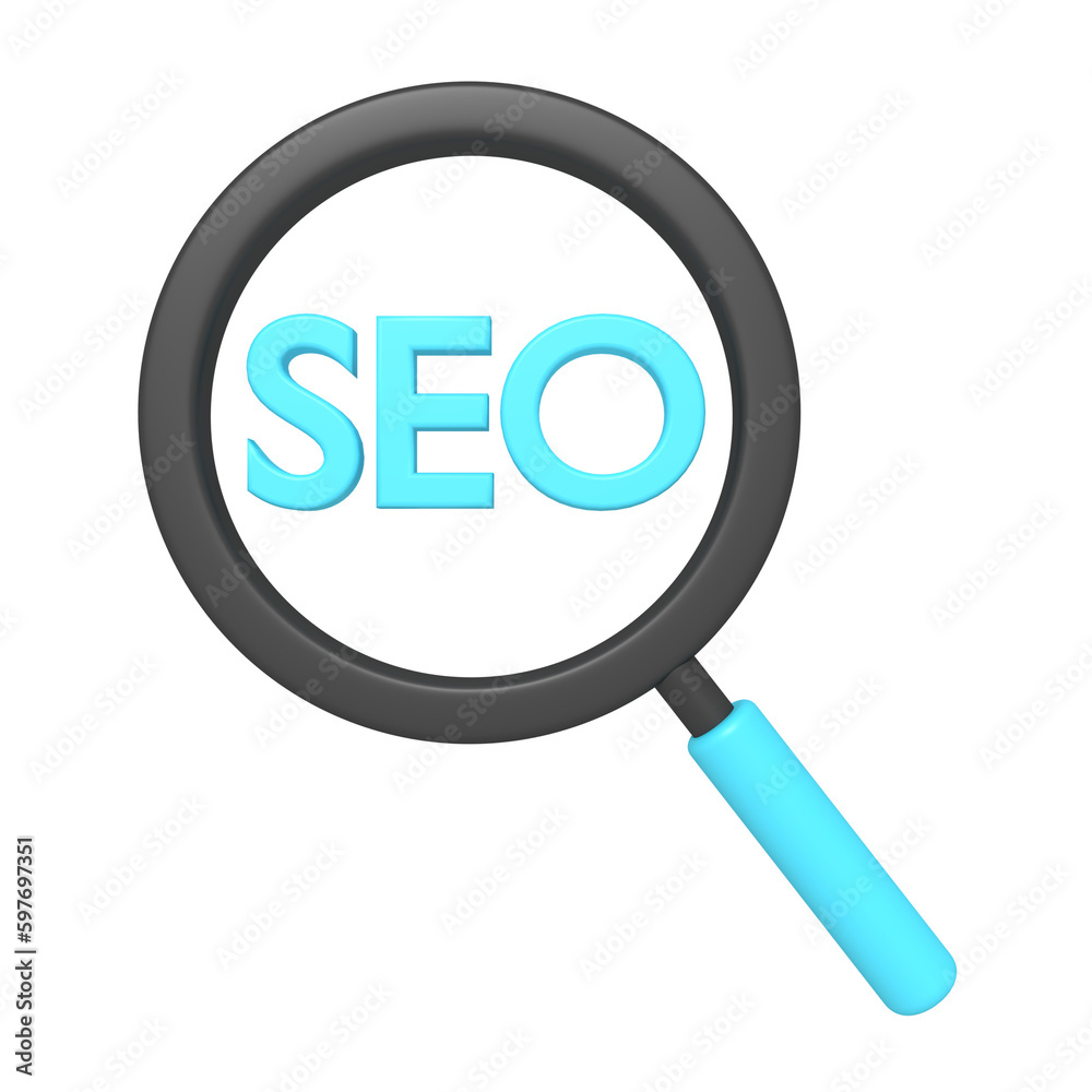 3d icon of searching SEO with magnifying glass 3d icon of searching SEO with magnifying glass