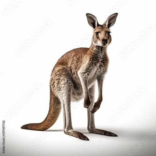 Kangaroo Full Body on White Background - Made with Generative AI © Reece