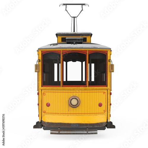 Obraz na płótnie Vintage Yellow Tram Isolated