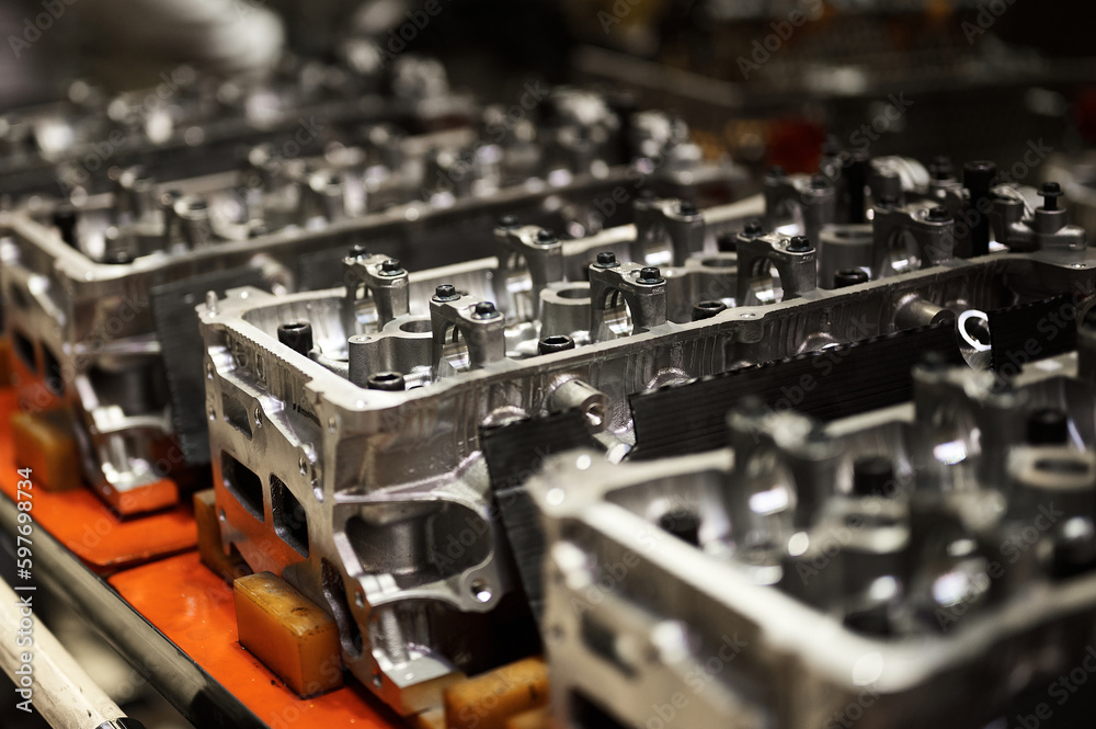 Aluminum cylinder heads of auto engine ready for assembling Aluminum cylinder heads of auto engine ready for assembling