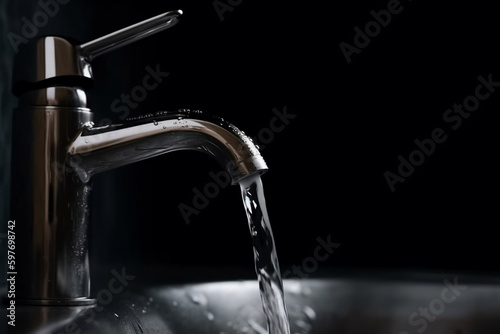 water flows from the faucet. AI Generated
