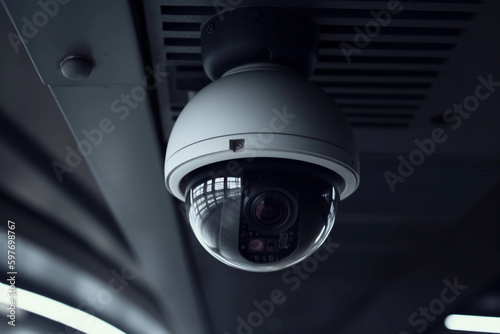 Surveillance camera close-up. AI Generated