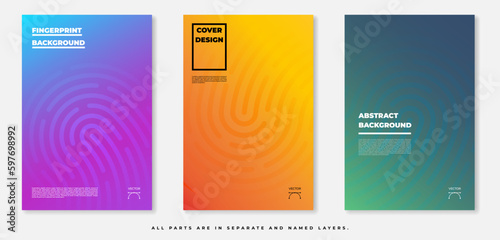 Three abstract backgrounds with fingerprint motif