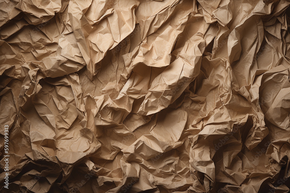 Brown crumpled paper texture. AI Generated Brown crumpled paper texture. AI Generated