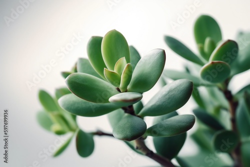 AI Generative Simplicity in Shades of Green A Stunning Minimalist Jade Plant Shot