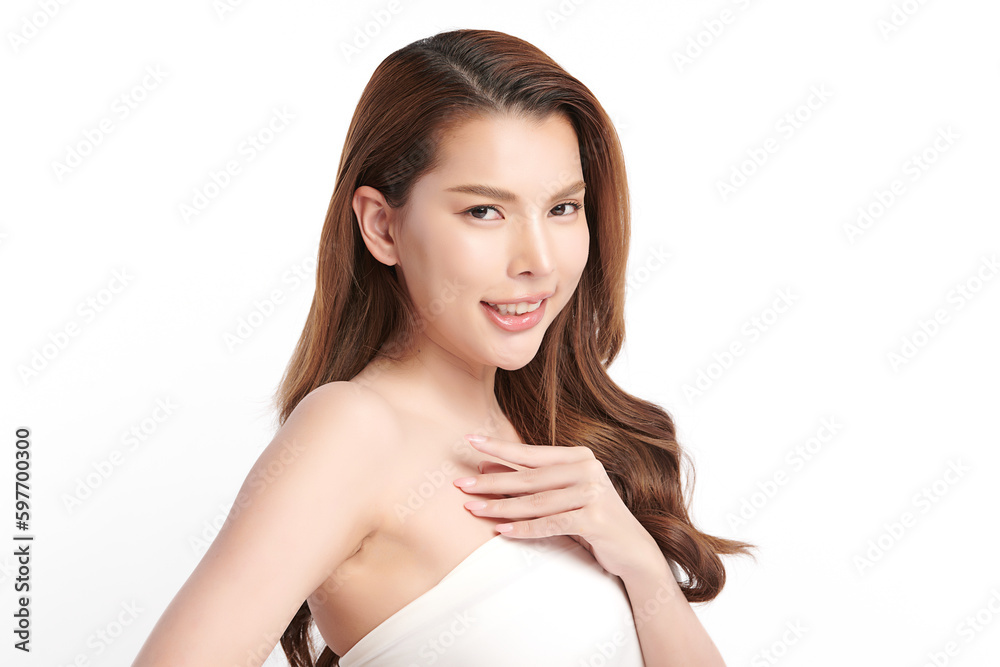 Beautiful young asian woman with clean fresh skin on white background, Face care, Facial treatment, Cosmetology, beauty and spa, Asian women portrait. Beautiful young asian woman with clean fresh skin on white background, Face care, Facial treatment, Cosmetology, beauty and spa, Asian women portrait.