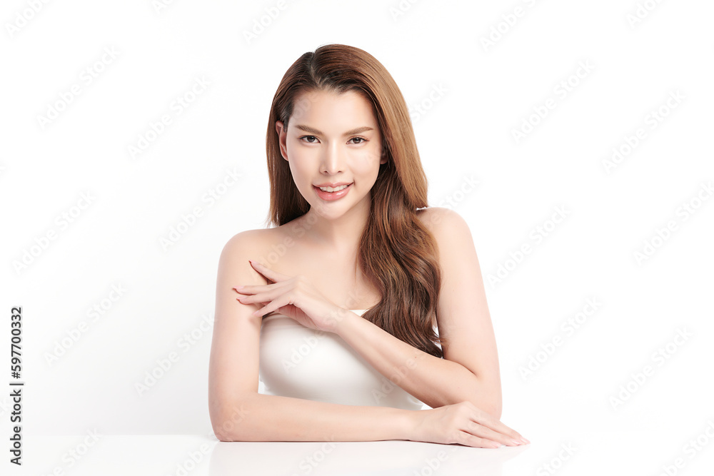 Beautiful young asian woman with clean fresh skin on white background, Face care, Facial treatment, Cosmetology, beauty and spa, Asian women portrait. Beautiful young asian woman with clean fresh skin on white background, Face care, Facial treatment, Cosmetology, beauty and spa, Asian women portrait.