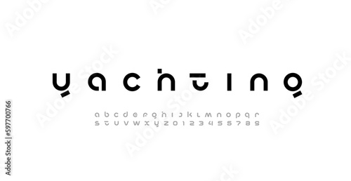 Technology science font, digital cyber alphabet made space future design, Latin lowercase letters A-Z and Arab numerals 0-9 space style