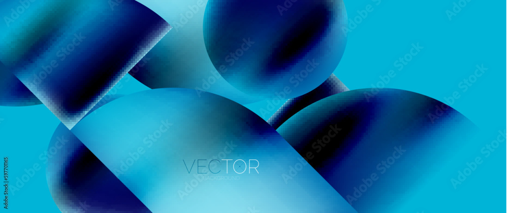 Geometric abstract panorama wallpaper background. Round shapes and circles, metallic color geometric shapes composition Geometric abstract panorama wallpaper background. Round shapes and circles, metallic color geometric shapes composition