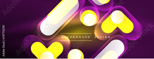 Neon circle abstract background. Template for wallpaper, banner, presentation, background