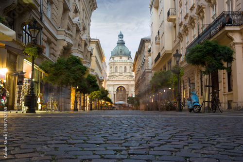 Street view featuring St. Stephen's basilica photo